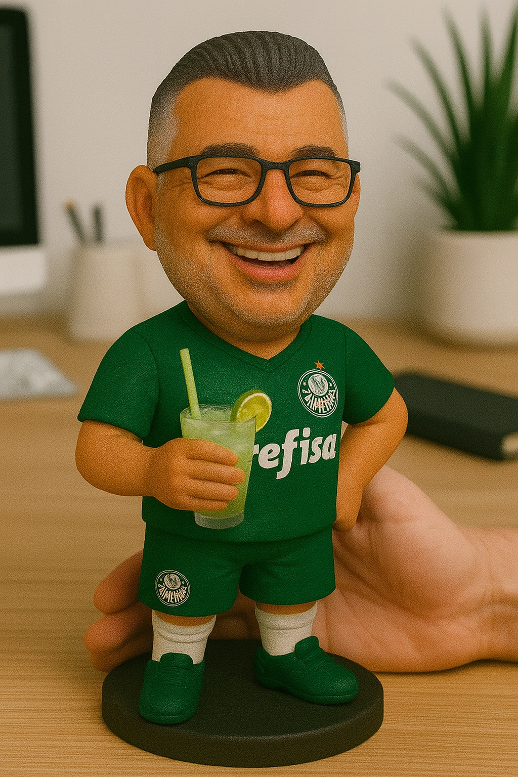 Caricatura de Senhor com camisa do Palmeiras