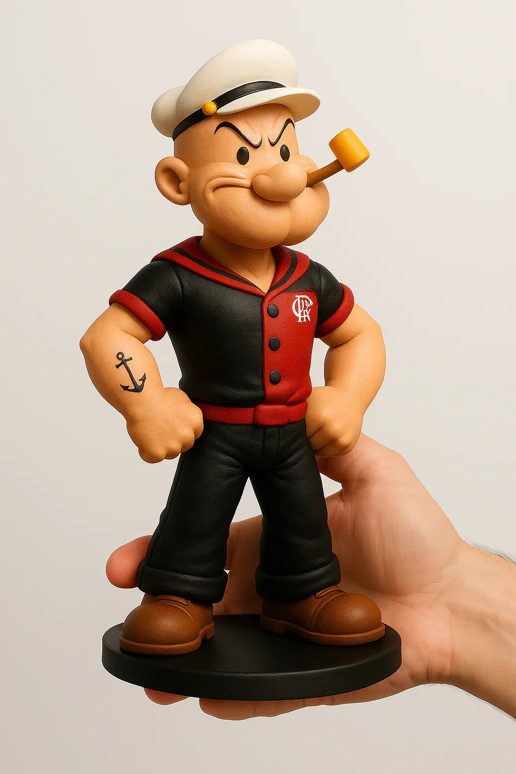 Estatueta Mascote do Flamengo Popeye 16cm - EDIÇÃO ESPECIAL - 3D Fans - Mascotes