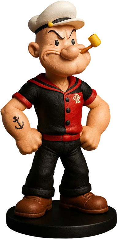 Mascote Popeye do Flamengo Produzido artesanalmente para colecionadores rubro-negros