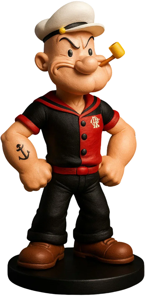 Mascote Popeye do Flamengo Produzido artesanalmente para colecionadores rubro-negros